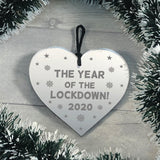 Lockdown Gift Engraved Heart For Christmas Tree Bauble Decor