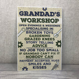 Grandad's Workshop Hanging Wall Plaque Man Cave Den Shed Sign