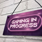 GAMING IN PROGRESS Pink Gaming Sign Neon Girls Bedroom Sign