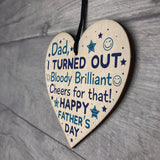 Fathers Day Funny Gifts Novelty Wooden Heart Sign Daughter Son