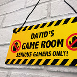 WARNING Sign For Games Room PERSONALISED Man Cave Room