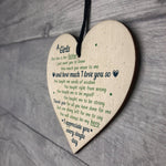 Father Girls First Love Wood Heart DAD Daddy Fathers Day Gift