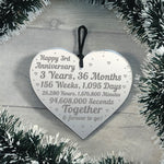 3rd Anniversary Gift For Him Her 3rd Wedding Anniversary Heart