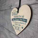 Dad Thank You Birthday Fathers Day Friendship Gift Wooden Heart