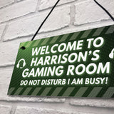 PERSONALISED Green Gaming Gamer Sign ANY NAME Christmas