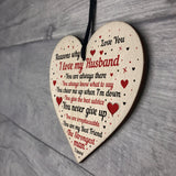 Wood Heart Anniversary Valentines Day Gift For Husband Love You