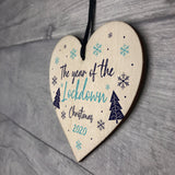 Lockdown Christmas Tree Decoration Wood Heart Memory Plaque