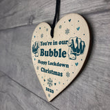 Funny Christmas Bubble Gift Wooden Heart Christmas Bauble