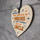 SUPERHERO UNCLE Birthday Christmas Gift Wooden Heart Plaque