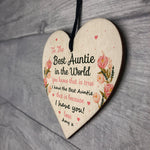 Novelty Best Auntie Gift Personalised Wooden Heart Birthday Xmas