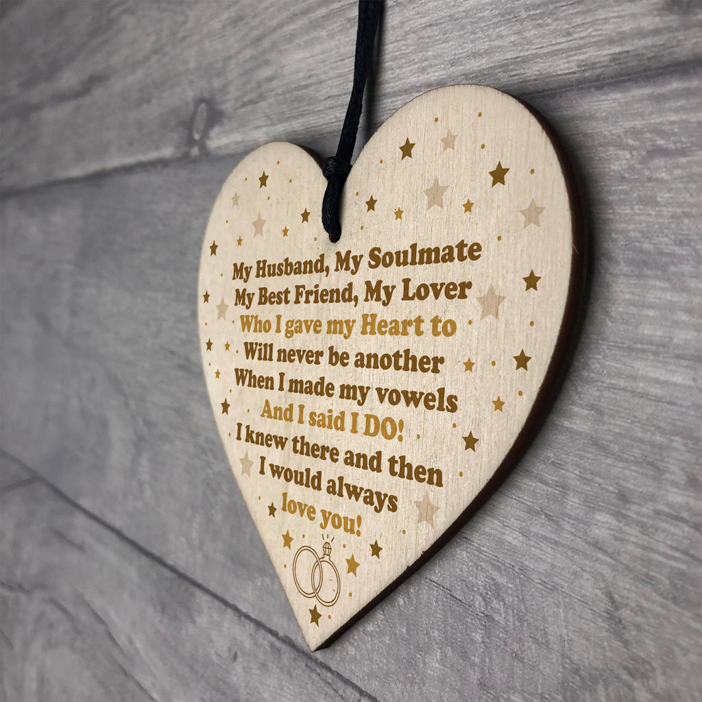 Handmade Anniversary Gift For Husband Wife Wood Heart Keepsake – GiftGeeza