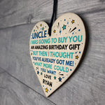 Superhero UNCLE Birthday Gifts Personalised Wooden Heart Gift