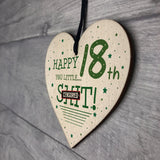 Funny Rude 18th Birthday Card For Son Daughter Wooden Heart