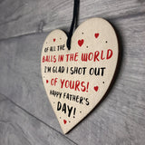 Funny Fathers Day Gift Rude Wooden Heart Gift For Dad Novelty