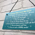 Reasons Why I Love My Uncle Plaque Novelty Present Uncle Gifts