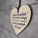 Great Grandad Grandfather Gift Wooden Heart Keepsake Gift