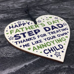 Step Dad Fathers Day Gifts Wooden Heart Funny Fathers Day Card