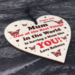 Personalised Birthday Gift For Mum Wood Heart Thank You Gift