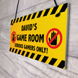 WARNING Sign For Games Room PERSONALISED Man Cave Room