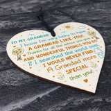 Special Grandad Poem Wood Heart Grandad Birthday Christmas Gift