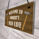 Man Cave Sign Wood Effect Bar Shed Garden Plaque Personalised