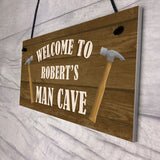 Man Cave Sign Wood Effect Bar Shed Garden Plaque Personalised