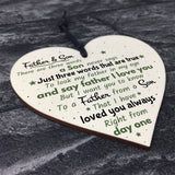 Father And Son Hanging Wooden Heart FATHERS DAY Gift For Him