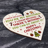 Novelty Brother Christmas Gift Wooden Heart Quirky Brother Gifts