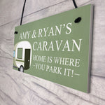Shabby Chic Caravan Sign Hanging Door Plaque Personalised