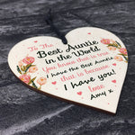 Novelty Best Auntie Gift Personalised Wooden Heart Birthday Xmas