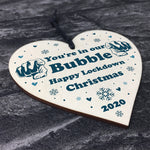 Funny Christmas Bubble Gift Wooden Heart Christmas Bauble