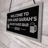 Backyard Bar Sign Personalised Hanging Door Sign For Man Cave