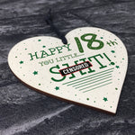 Funny Rude 18th Birthday Card For Son Daughter Wooden Heart