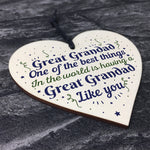 Great Grandad Grandfather Gift Wooden Heart Keepsake Gift