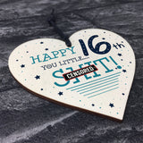 Funny Rude 16th Birthday Card For Son Daughter Wooden Heart