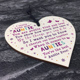 Best Auntie Ever Plaque Wood Heart Auntie Birthday Christmas