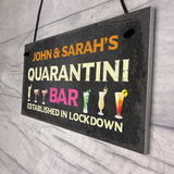 Personalised Quaratine Funny Home Bar Sign Cocktail Martini Gift