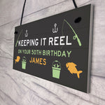 Personalised Funny Fishing Sign Birthday Gift For Men 40th 50th