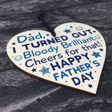 Fathers Day Funny Gifts Novelty Wooden Heart Sign Daughter Son