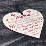Personalised Wooden Heart Gift For Auntie Novelty Mothers Day