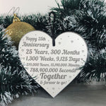 25th Anniversary Gift For Him Her 25th Wedding Anniversary Heart