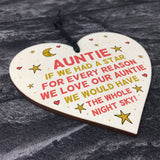 Novelty Gift For Auntie Birthday Christmas Wood Heart Thank You