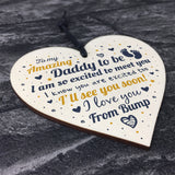 Dad Daddy To Be Gift Funny Novelty Wooden Heart Baby Shower Gift