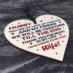 Husband Hubby Gift Novelty Wooden Heart Anniversary Birthday