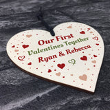 Our First Valentines Gift Wooden Heart Boyfriend Girlfriend Gift