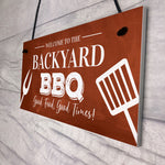 Backyard BBQ Sign Funny Garden Shed Man Cave Sign Gift For Men