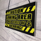 CAUTION Gaming Area Plaque Gaming Sign Gamer Gift Christmas